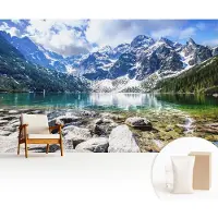 Wallfluent Fotobehang - Blauw Vliesbehang - 416x254 cm - Berglandschap Muurschildering - Gang behang Landschappen - Fotobehang Vlies - Slaapkamer behang