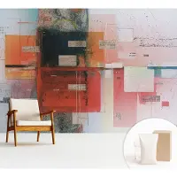 Wallfluent Fotobehang - Rood Vliesbehang - 312x219 cm - Abstracte Compositie Fotobehang Vlies - Hal behang Abstractie - Muurschildering - Woonkamer behang