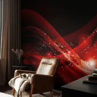Coloray Vliesbehang - Zwart Snellijm Behang - 104x70 cm - Rode Vortex Fotobehang Vlies - Woonkamer behang Abstractie - Muurschildering - Hal behang
