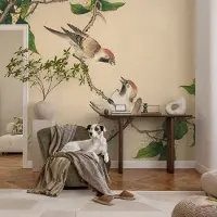 Coloray Vliesbehang - Beige Snellijm Behang - 250x250 cm - Klassiek Duo Fotobehang Vlies - Hal behang Dieren - Muurschildering - Woonkamer behang