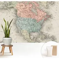 Wallfluent Fotobehang - Bruin Vliesbehang - 208x146 cm - Historische Kaart Muurschildering - Gang behang Kaarten - Fotobehang Vlies - Gang behang