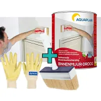 Aquaplan Binnenmuur-Droog – set – Transparante Waterdichte Muurcoating tegen Vocht – Ademend & Overschilderbaar – 1,5 l