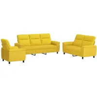 vidaXL Bankstel 3 pcs Licht Geel Stof