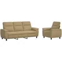 vidaXL Bankstel 2 pcs Lichtbruin Stof