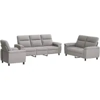 vidaXL Bankstel 3 pcs Wolkgrijs Stof
