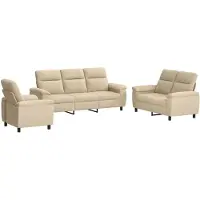 vidaXL Bankstel 3 pcs Crèmekleurig Stof