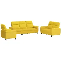 vidaXL Bankstel 3 pcs Licht Geel Stof