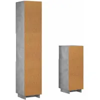 vidaXL - Badkamerkast - set - 2 - st - Betongrijs - Bewerkt - hout