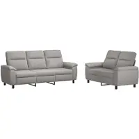 vidaXL Bankstel 2 pcs Wolkgrijs Stof