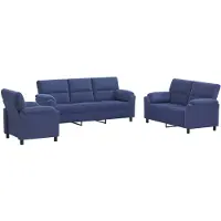 vidaXL Bankstel 3 pcs Politieblauw fluweel