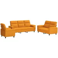 vidaXL Bankstel 3 pcs Dongeel Stof
