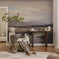 Coloray Vliesbehang - Bruin Snellijm Behang - 104x70 cm - Natuurlijke Rust Muurschildering - Slaapkamer behang Landschappen - Fotobehang Vlies - Slaapkamer behang