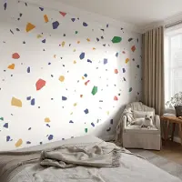 Coloray Vliesbehang - Wit Snellijm Behang - 104x70 cm - Regenboogstukjes Fotobehang Vlies - Hal behang Achtergronden En Patronen - Muurschildering - Woonkamer behang