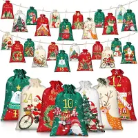 Dripio Adventskalender om zelf te vullen, met 24 stoffen zakjes, voorzien van klemmetjes en koord
