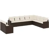 vidaXL 10-delige Loungeset met kussens poly rattan bruin
