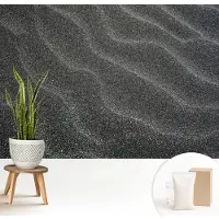 Wallfluent Fotobehang - Zwart Vliesbehang - 208x146 cm - Zandgolven Muurschildering - Slaapkamer behang Texturen - Fotobehang Vlies - Slaapkamer behang