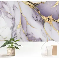 Wallfluent Fotobehang - Wit Vliesbehang - 152x104 cm - Abstract Marmer Fotobehang Vlies - Woonkamer behang Abstractie - Muurschildering - Hal behang