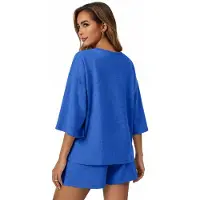 Imily Bela Dames 2-delige set – losvallende top met korte mouwen en korte broek