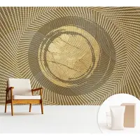Wallfluent Fotobehang - Beige Vliesbehang - 312x219 cm - Stralende Lijnen Muurschildering - Slaapkamer behang Abstractie - Fotobehang Vlies - Slaapkamer behang