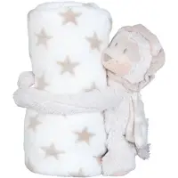 Clayre & Eef Plaid met Knuffel 75*100 cm / 13 cm Beige Polyester Sterren