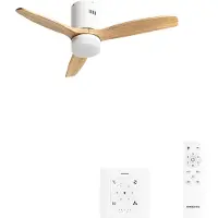 Create - Plafondventilator 40W silent 100% hout - S - Met licht - Controller voor wandmontage - WIND CALM NATURAL WOOD
