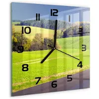 Tulup Wandklok - Onverharde weg Gekleurde Glazen Klok - 30x30 cm - Groente Glazen Klok Met Print - Zwarte handen - Vierkante Klok - Moderne Wandklok Glas - Wandklok Glas Decoratie