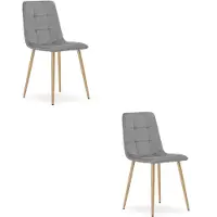 Leobert KARA Eetkamerstoelen – Set van 2 – Grijs Velvet – Metalen Poten – Comfortabele Ergonomische Zitting – Modern Design – Velvet Stoel voor Woonkamer, Keuken en Eetkamer – Max. 110 kg per Stoel