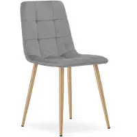Leobert KARA Eetkamerstoel – Grijs Velvet – Metalen Poten – Comfortabele Ergonomische Zitting – Modern Design – Velvet Stoel voor Woonkamer, Keuken en Eetkamer – Max. 110 kg