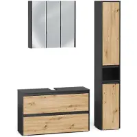 Vicco Badkamermeubelset Majest Antraciet/Artisanaal eiken 3-delig, Model 71727