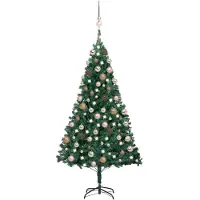 Syfax Kunstkerstboom met verlichting en kerstballen 120 cm PVC groen