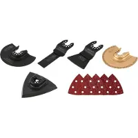 Wolfcraft - 10 delige multitool accessoires set - Universele opname - Zagen, schrapen, snijden en schuren - 4268000
