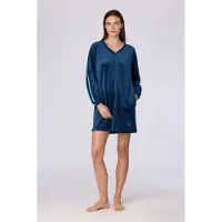 Woody slaapkleed dames velours - donkerblauw - 262-15-TDB-V/881 - maat L