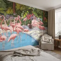 Coloray Vliesbehang - Groente Snellijm Behang - 250x250 cm - Exotische Scène Fotobehang Vlies - Hal behang Dieren - Muurschildering - Woonkamer behang