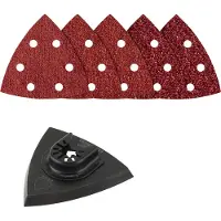 Wolfcraft - 6 delige multitool schuurset voor hout - Schuurzool 95 mm - Schuurpapier korrel 40, 80 en 120 - 4275000