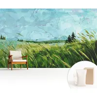 Wallfluent Fotobehang - Groente Vliesbehang - 416x254 cm - Groene Landschappen Muurschildering - Slaapkamer behang Landschappen - Fotobehang Vlies - Gang behang