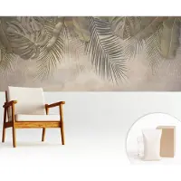 Wallfluent Fotobehang - Groente Vliesbehang - 250x104 cm - Tropische Bladeren Muurschildering - Slaapkamer behang Bloemen En Planten - Fotobehang Vlies - Slaapkamer behang