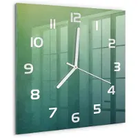 Tulup Wandklok - Zeegradiënten Moderne Wandklok Glas - 30x30 cm - Veelkleurig Wandklok Glas Decoratie - Witte handen - Vierkante Klok - Glazen Wandklok Design - Klok Glas Met Opdruk