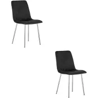 Leobert LAVA Eetkamerstoelen – Set van 2 – Zwart Velvet – Metalen Poten – Comfortabele Gestoffeerde Zitting – Modern Design – Velvet Stoel voor Woonkamer, Keuken en Eetkamer – Max. 110 kg per Stoel