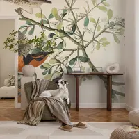 Coloray Vliesbehang - Wit Snellijm Behang - 250x250 cm - Kleurrijke Vogels Muurschildering - Gang behang Dieren - Fotobehang Vlies - Slaapkamer behang