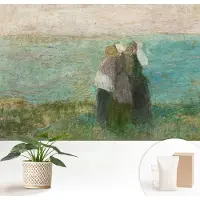 Wallfluent Fotobehang - Groente Vliesbehang - 152x104 cm - Weerspiegeling Aan Zee Muurschildering - Gang behang Deel - Fotobehang Vlies - Slaapkamer behang
