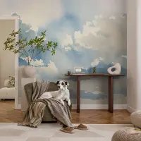 Coloray Vliesbehang - Blauw Snellijm Behang - 250x250 cm - Hemelse Wolken Fotobehang Vlies - Hal behang Landschappen - Muurschildering - Woonkamer behang