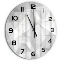 Tulup Wandklok - Abstracte achtergrond Glazen Wandklok Design - fi60 cm - Grijs Klok Glas Met Opdruk - Zwarte handen - Ronde Klok - Wandklok Glas Met Motief - Decoratieve Glazen Klok