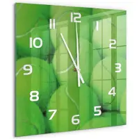 Tulup Wandklok - Tennisballen Klok Glas Met Opdruk - 60x60 cm - Groente Moderne Wandklok Glas - Witte handen - Vierkante Klok - Decoratieve Glazen Klok - Glazen Wandklok Design