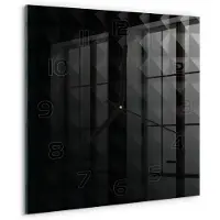 Tulup Wandklok - Abstracte achtergrond Klok Glas Met Opdruk - 30x30 cm - Zwart Moderne Wandklok Glas - Zwarte handen - Vierkante Klok - Decoratieve Glazen Klok - Glazen Wandklok Design