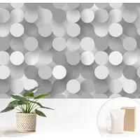 Wallfluent Fotobehang - Grijs Vliesbehang - 152x104 cm - Grijze Cirkels Muurschildering - Slaapkamer behang Achtergronden En Patronen - Fotobehang Vlies - Slaapkamer behang