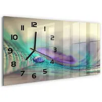 Tulup Wandklok - Kijk naar de pen Glazen Klok Met Print - 60x30 cm - Veelkleurig Wandklok Glas Met Motief - Zwarte handen - Rechthoekige Klok - Wandklok Glas Decoratie - Gekleurde Glazen Klok