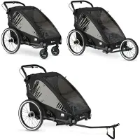 Deryan Fietskar V2 - Kinderfietskar 2 Persoons - Wandelwagen - Zwart