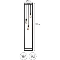 Atmooz Basra vloerlamp – E27 – Vloerlamp – Tafel-/staande lamp – Woonkamer – Zwart – Hoogte 160 cm – Metaal