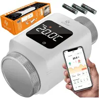 Kesser 4x Slimme Radiatorknop Thermostaatkop Radiator Kraan | Radiatorthermostaat Knop met app-bediening en LCD-scherm - Vierkant, Wit