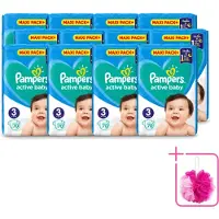Pampers 12 x – Luiers – Active Baby Maat 3 – 70 Luiers - Bulkverpakking - Baby-luiers - Douchemop - Droge billetjes